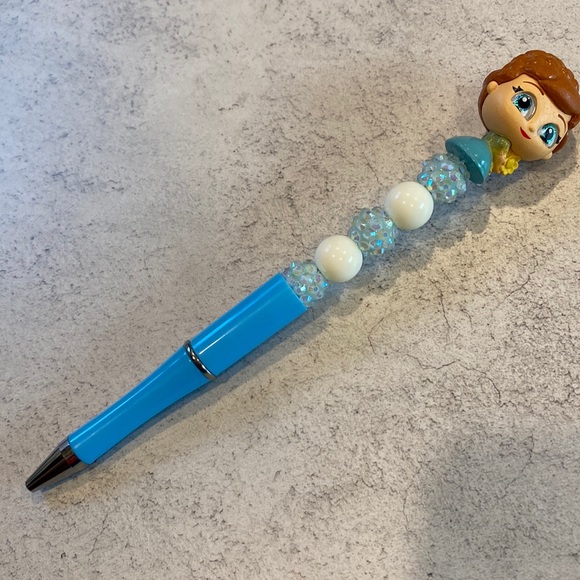 Doorables Ana Frozen Blue Beaded Pen Black Ink Refills Included - Picture 2 of 2